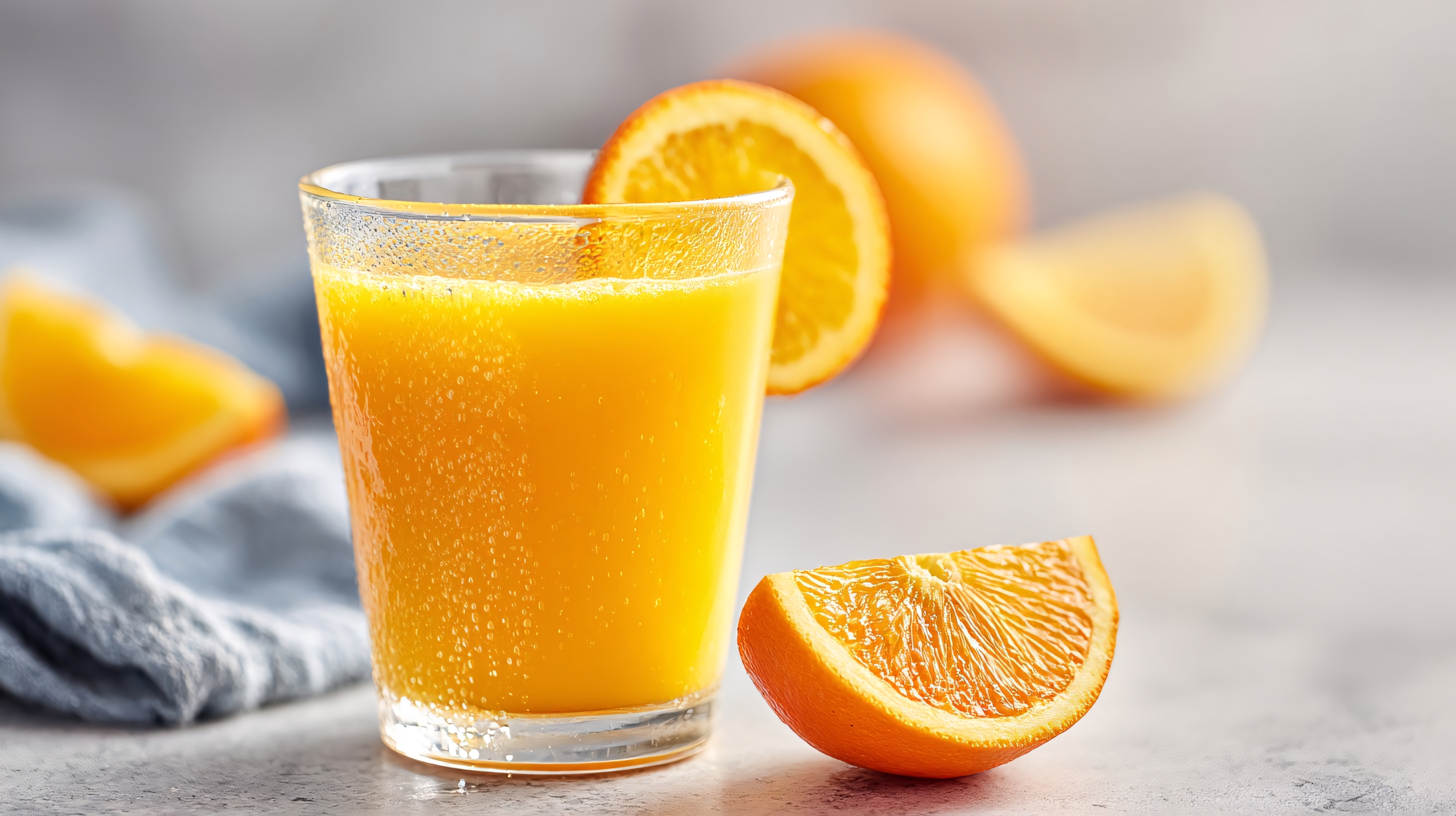 fresh orange juice with slices for healthy morning drink