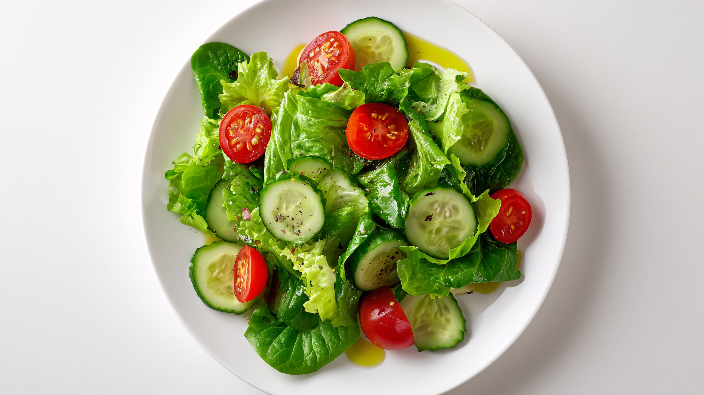 fresh cucumber and tomato salad with olive oil dressing