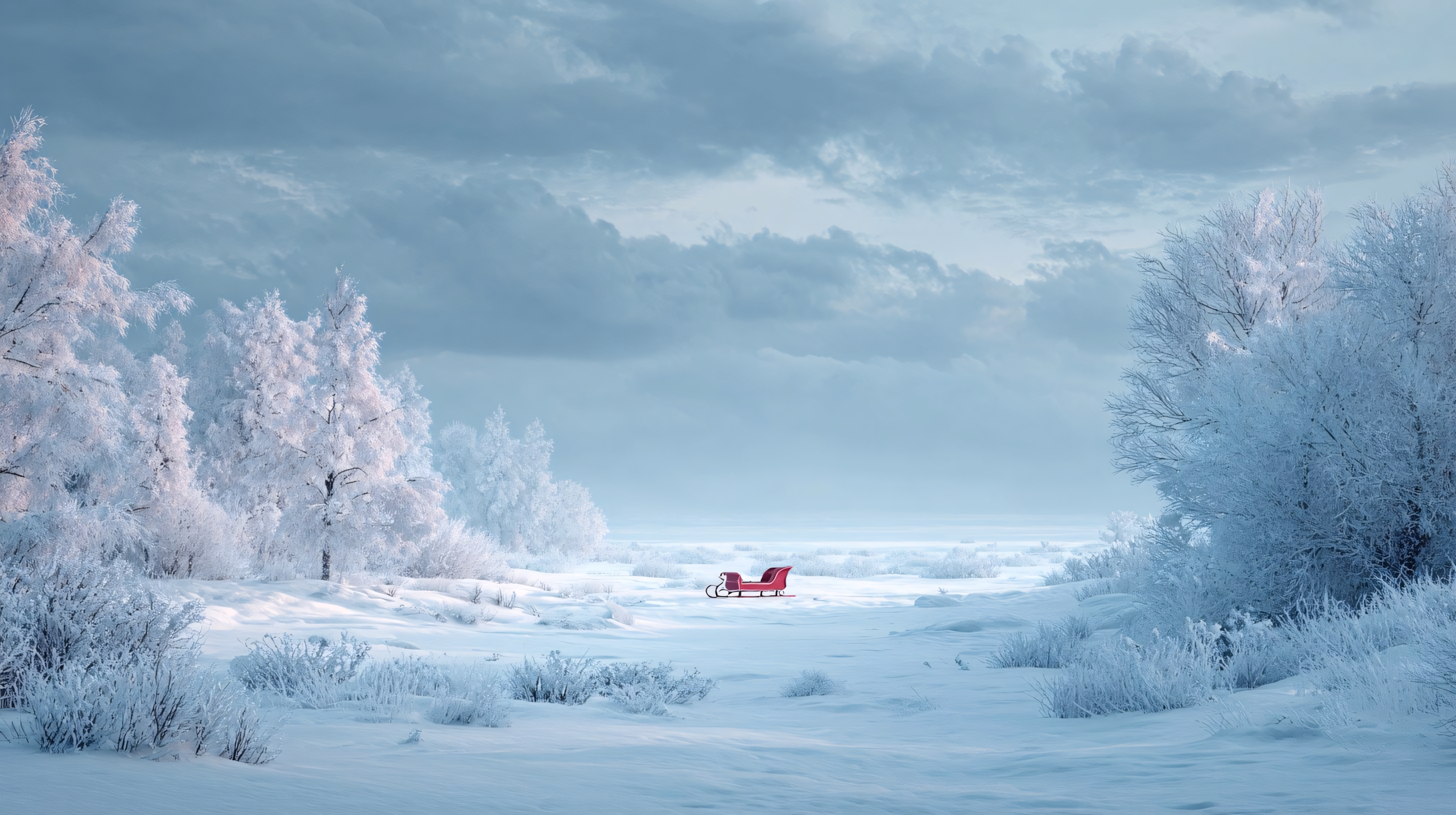 snowy landscape sleigh winter wonderland