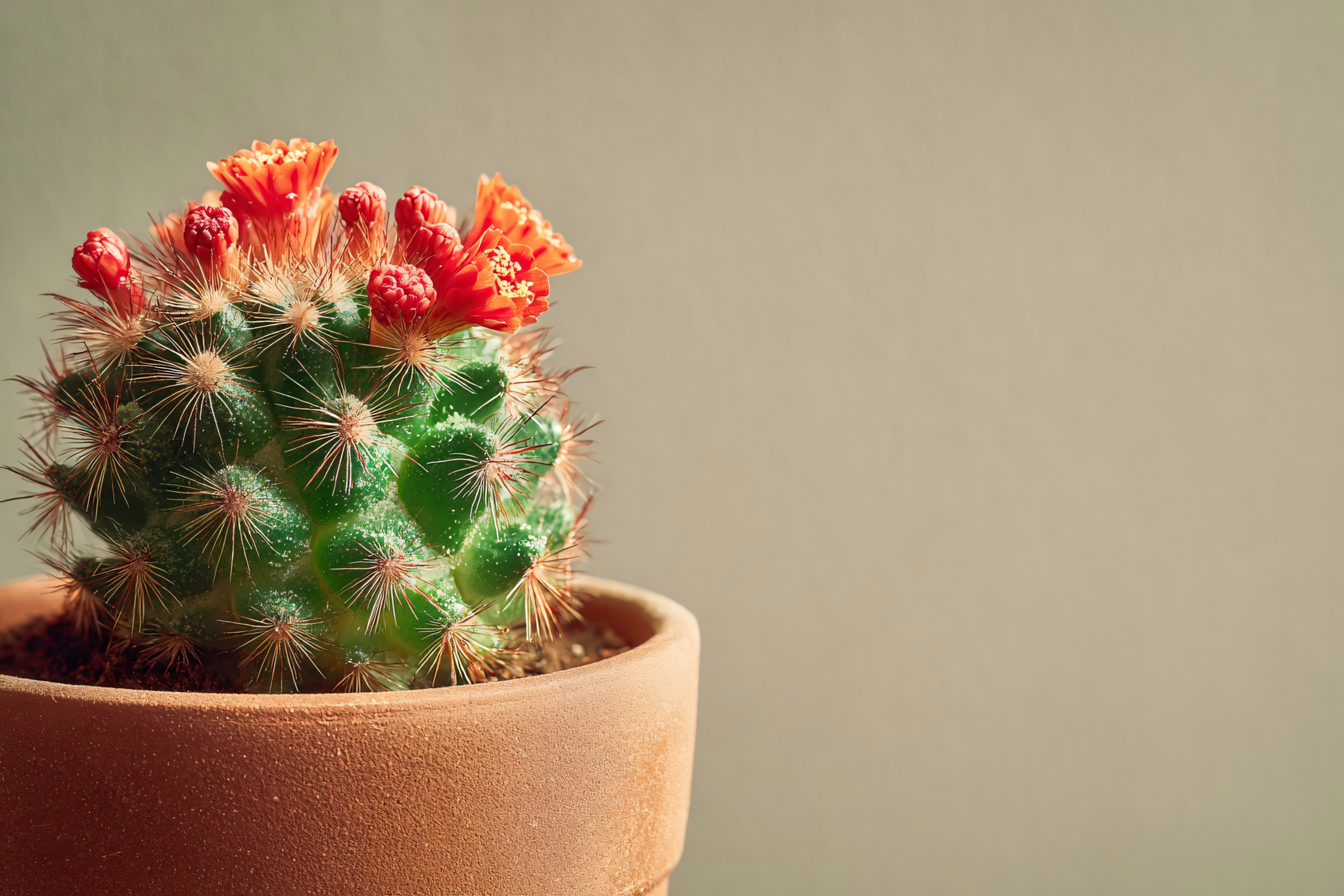 cactus flowers plant pot background nature