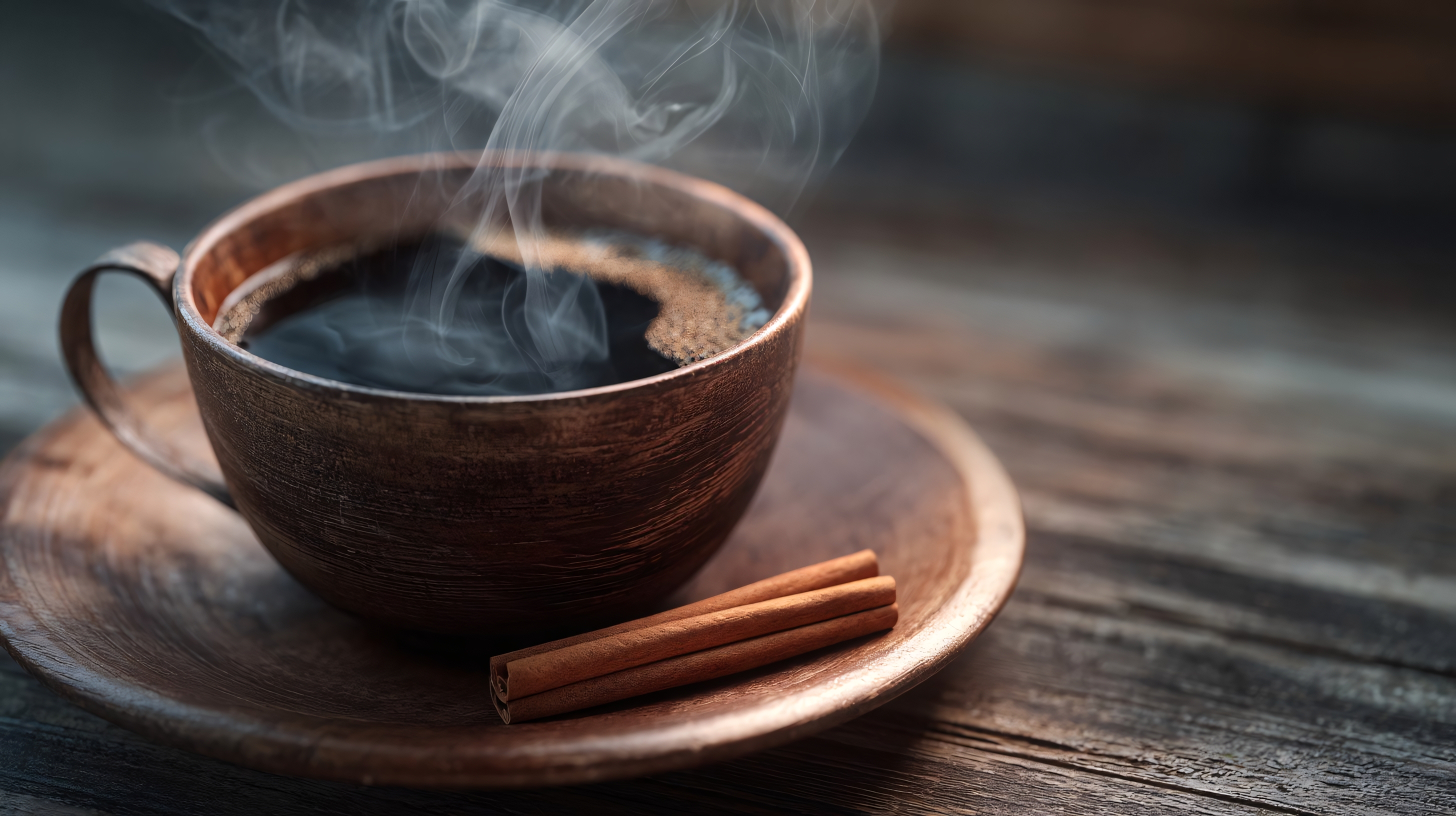 hot coffee cinnamon rustic morning drink