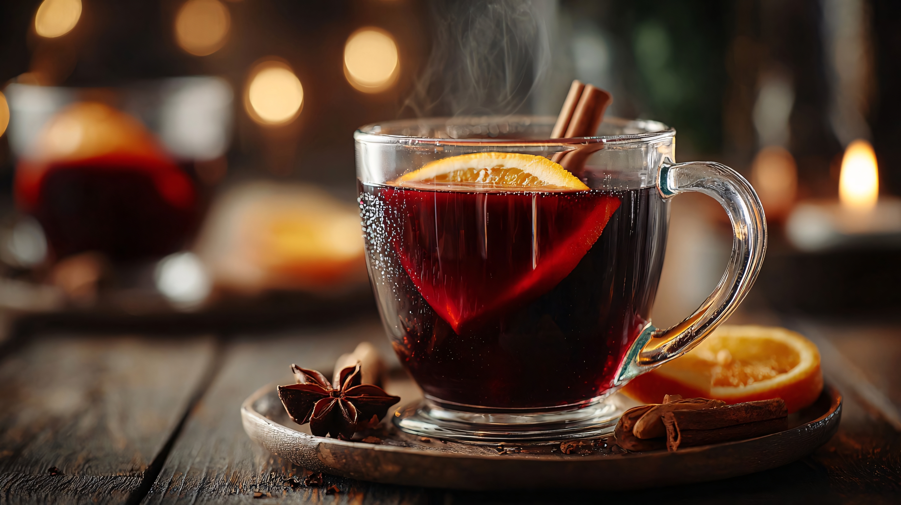 hot spiced wine with orange and cinnamon