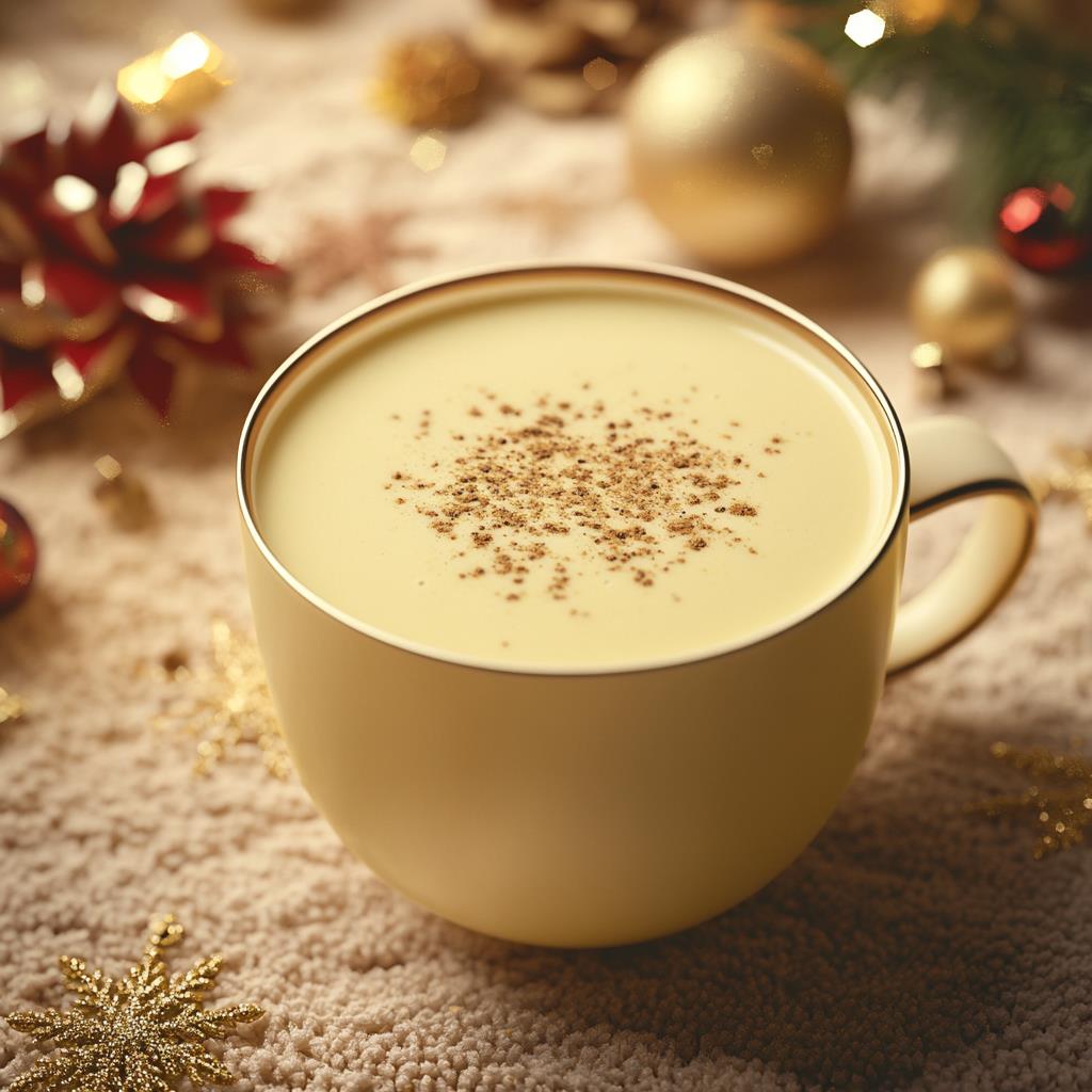 festive eggnog with spices, christmas holiday drink