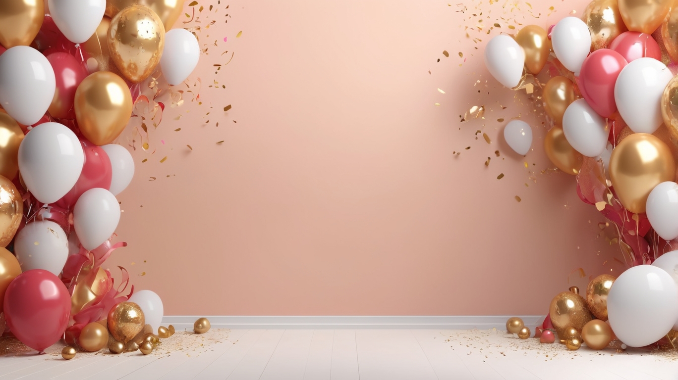 royalty free party celebration background with balloons and confetti