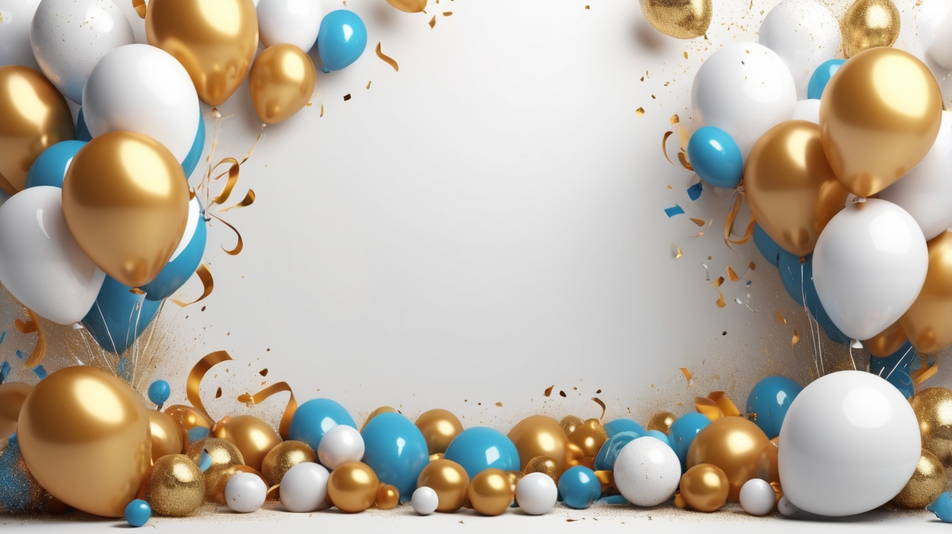 royalty free birthday celebration background with balloons and confetti