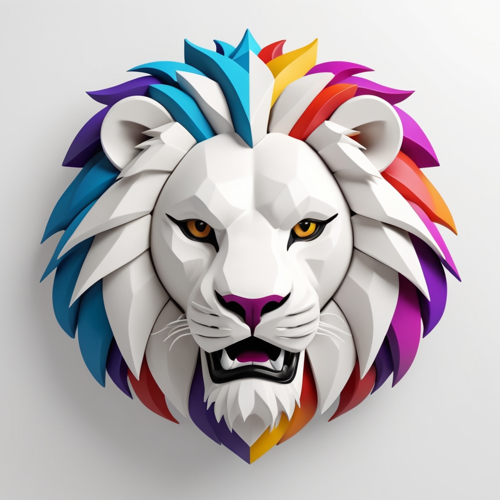 colorful polygonal lion head 3D graphic design resource for creative projects