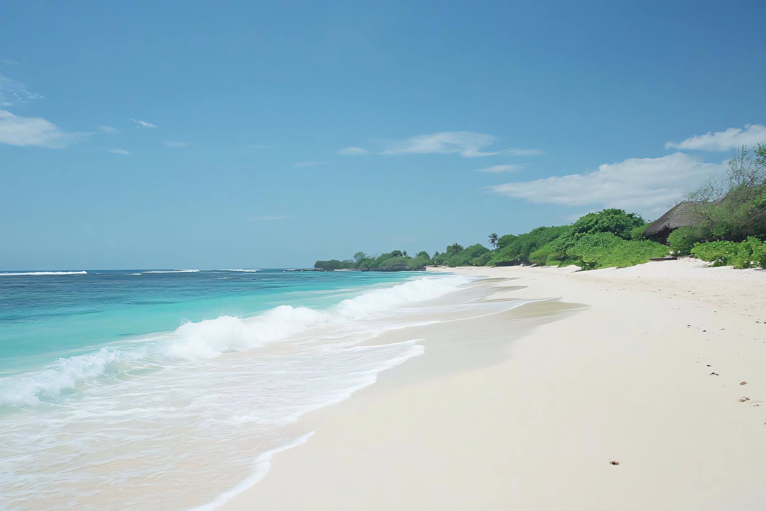 beautiful tropical beach with clear turquoise water and white sand