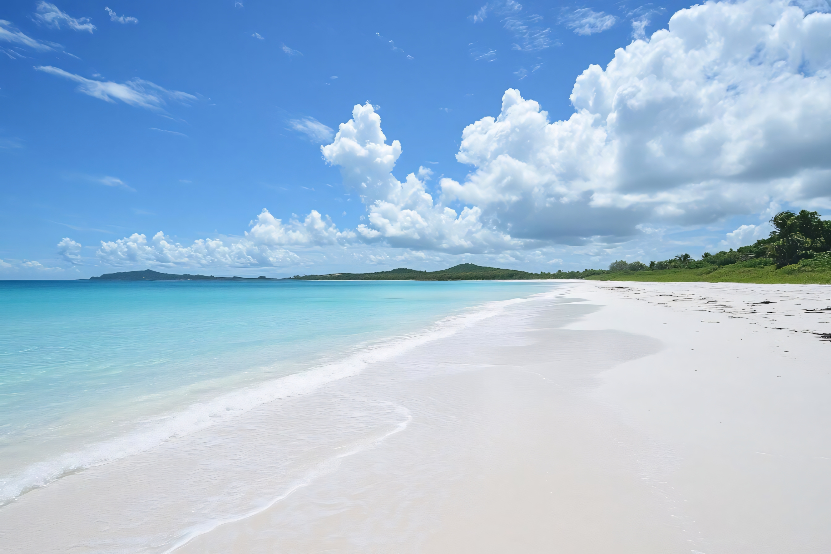 serene tropical beach with clear turquoise water and white sand