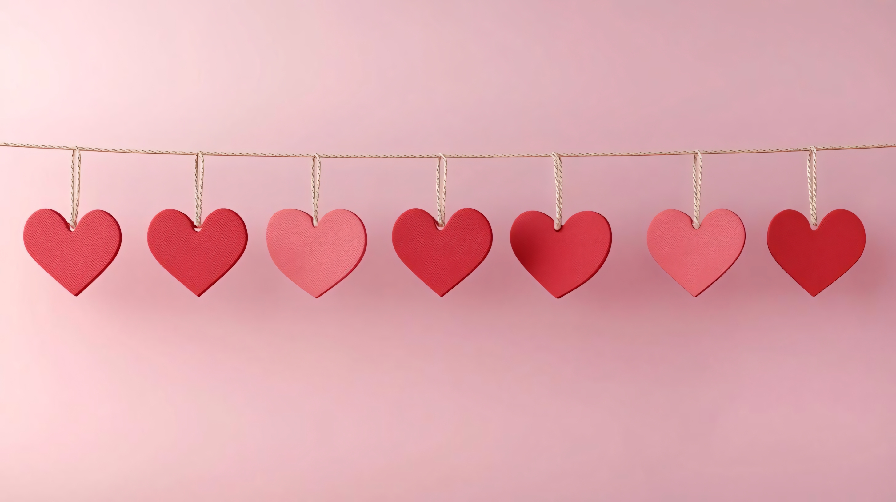 hanging red hearts for valentine's day background