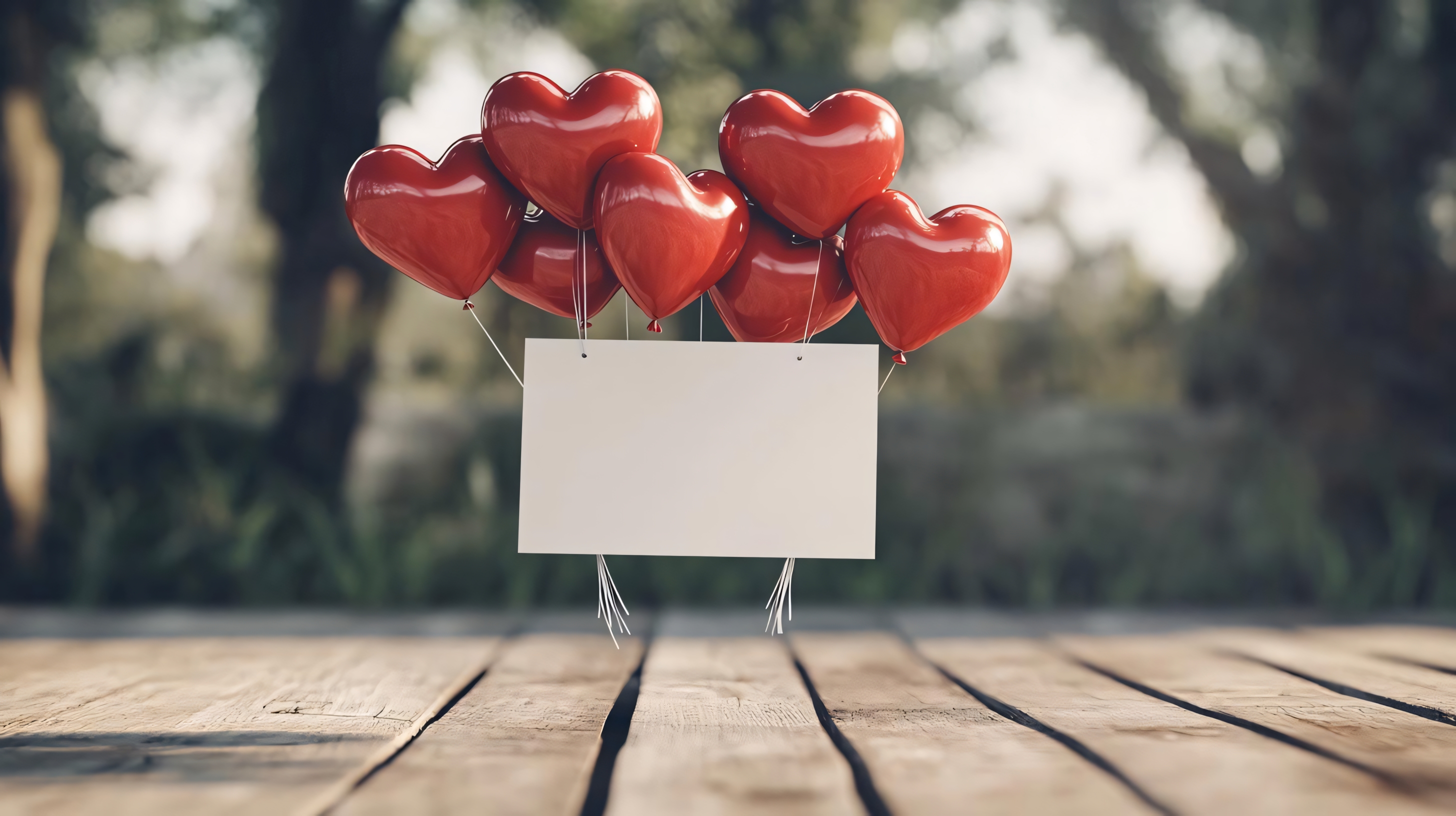 heart-shaped balloons with blank space for romantic greeting