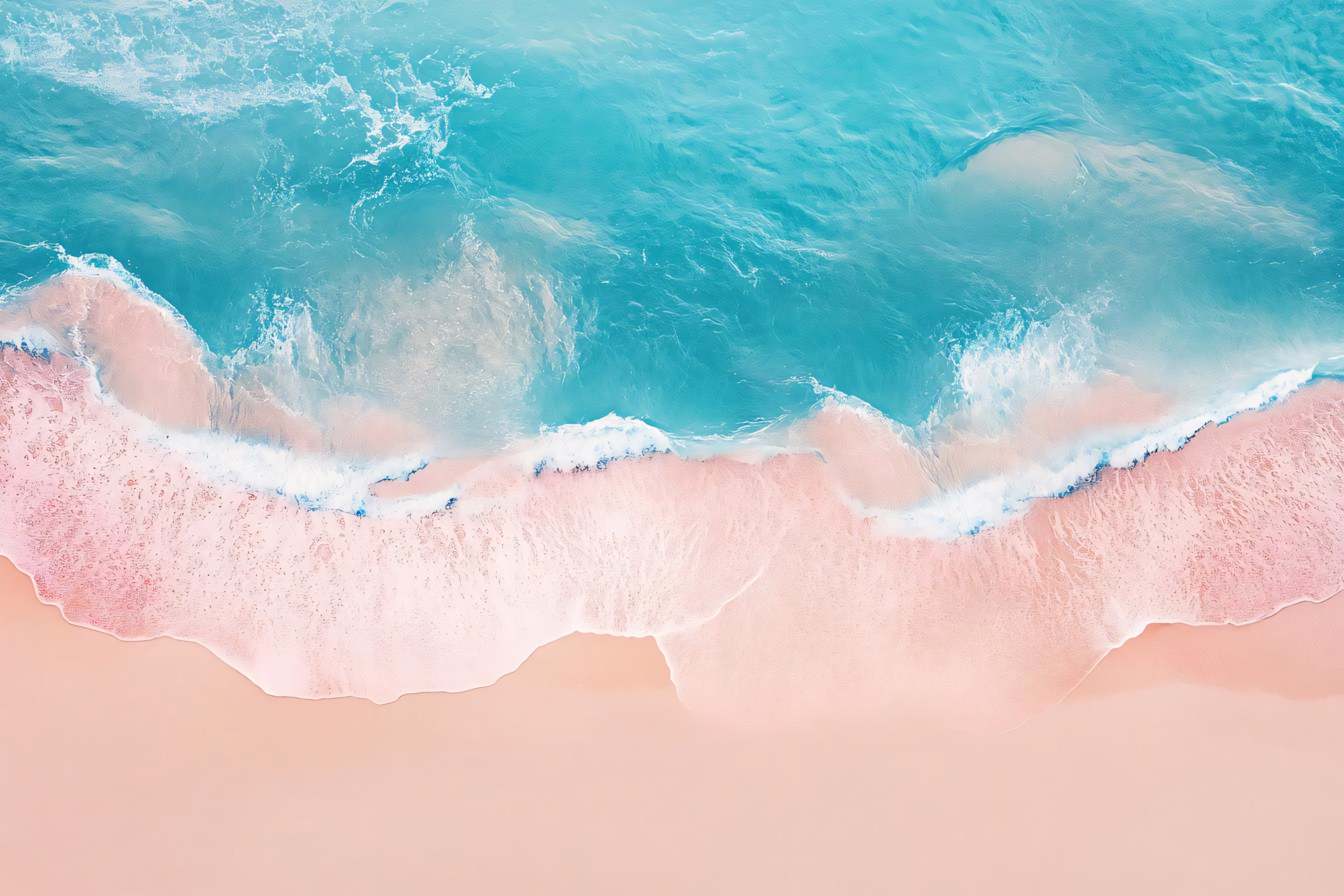 serene beach with gentle waves and soft pink sand