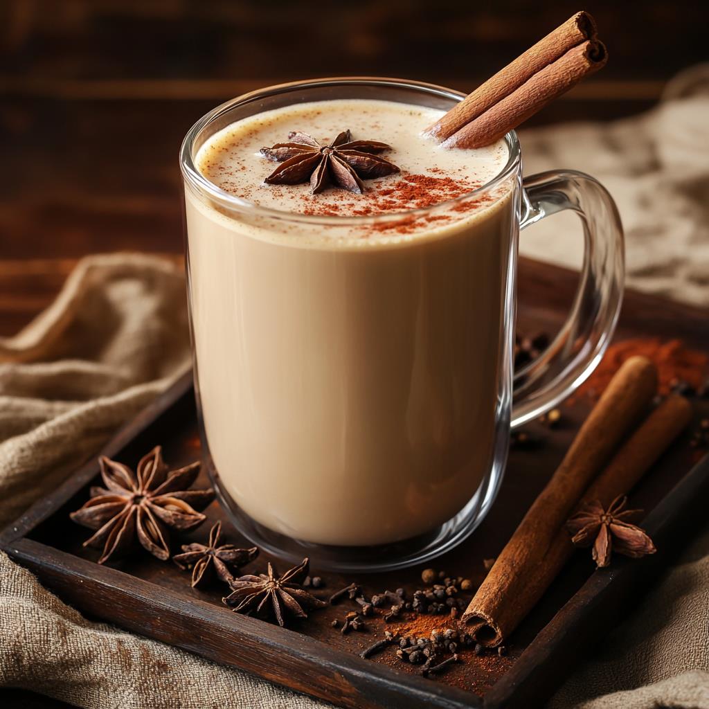spiced chai latte with cinnamon and star anise stock photo royalty free
