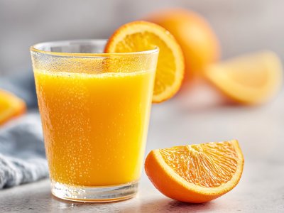 fresh orange juice with slices for healthy morning drink