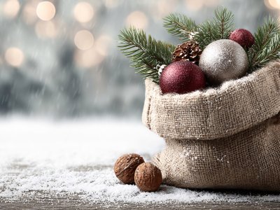 christmas decorations gift sack snow winter