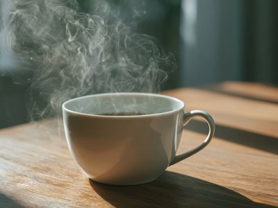 hot coffee cup steam morning drink
