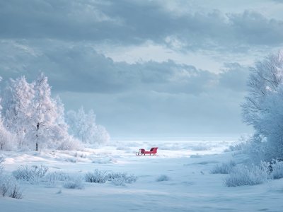 snowy landscape sleigh winter wonderland