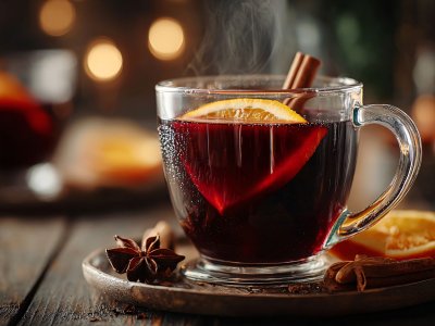 hot spiced wine with orange and cinnamon