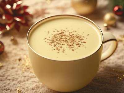 festive eggnog with spices, christmas holiday drink