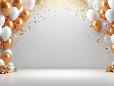 beautiful festive celebration background with balloons and confetti