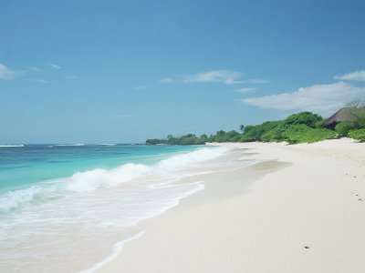 beautiful tropical beach with clear turquoise water and white sand