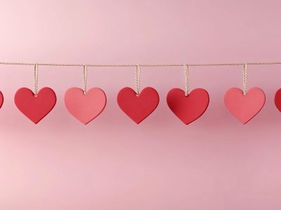 hanging red hearts for valentine's day background