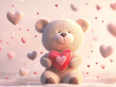 cute teddy bear with heart valentine's day stock image royalty free
